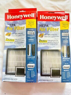 Lot of 2 Honeywell HEPA Air Filters Model 16216 W/ Odor Lock Carbon Filter NEW